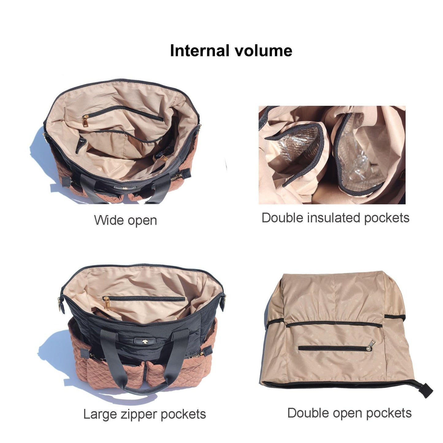 Esvan Diaper Tote Bag Totepack Backpack 2 In 1 For Women Multifunctional Large Capacity With Insulated Pockets Travel (Black Bro