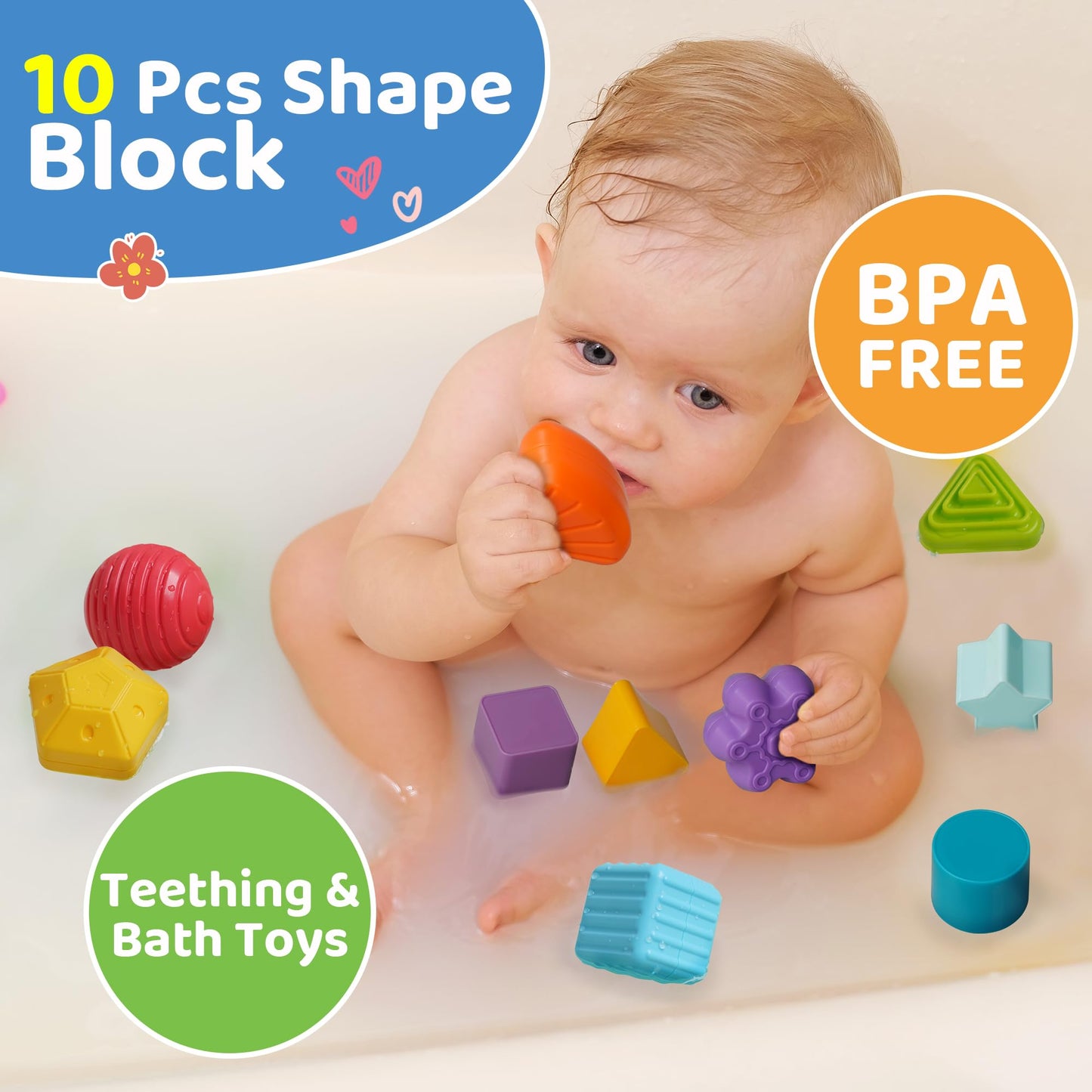 LiKee Toddler Montessori Toys for 1+ Years Old Boy Girl Birthday, Baby Infant Toys with 10pcs Sensory Pieces Shape Sorter, Age O