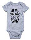 Funnycokid My Siblings Have Paws Onsies Unisex Newborn Baby Dog Clothes Gender Neutral Gifts Bodysuit 3-6 Months Announcement On