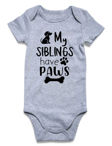 Funnycokid My Siblings Have Paws Onsies Unisex Newborn Baby Dog Clothes Gender Neutral Gifts Bodysuit 3-6 Months Announcement On