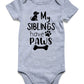 Funnycokid Baby My Siblings Have Paws Onsie 0-3 Months Bodysuit Unisex Baby Clothes Dog Onsies For Racing Cute Gender Neutral Ba