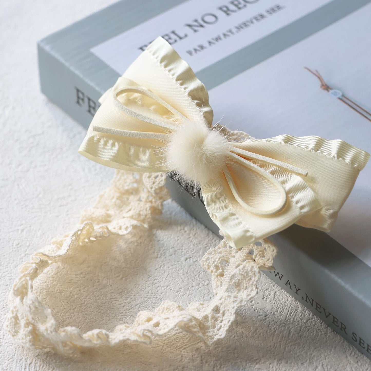 Ickeyou Lace Bow Baby Girls Headband Cute Floral Bow-Knot Hairband Soft Lace Newborn Infants Toddlers Kids Christening Baptism P