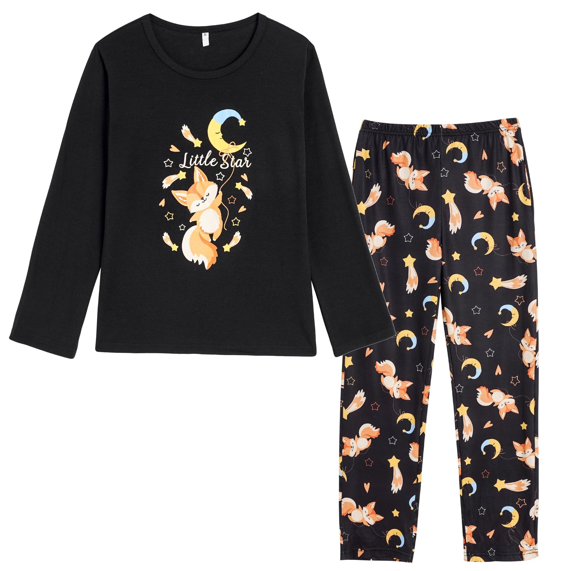 Hupohoi Big Girls Cute Bunny Pajama Sets Lovely Cartoon Sleepwear Winter Pjs Nighty, Rabbit, Moon Fox, 10