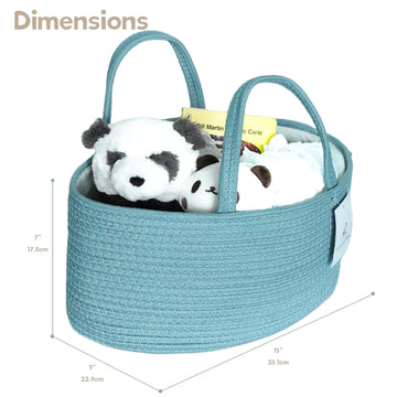 Baby Diaper Caddy Organizer, Large Cotton Rope Nursery Diaper Basket, Changing Table Organizer, Portable Tote Bag With Divider,