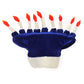 Happy Chanukah Soft Costume Hat - Velour With Soft-Sculpted Menorah And Size Adjustment Blue