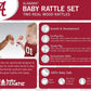BabyFanatic Wood Rattle 2 Pack - NCAA Alabama Crimson Tide - Officially Licensed Baby Toy Set