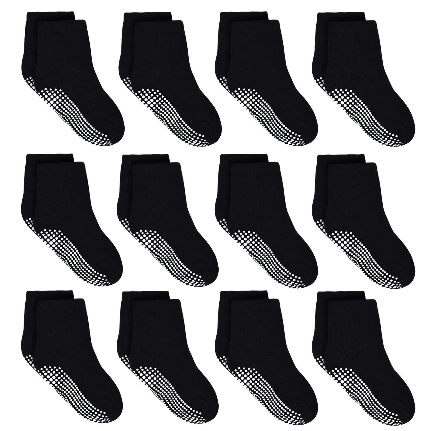 Tphon Kids Non Slip Toddler Boy Grip Socks 12 Pairs Anti Skid Sticky Socks For 7-10 Years Infants Baby Children