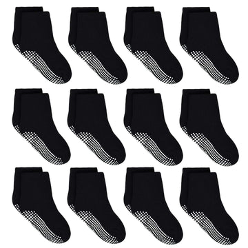 Tphon Kids Non Slip Toddler Boy Grip Socks 12 Pairs Anti Skid Sticky Socks For 7-10 Years Infants Baby Children