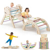 Cosyland Pikler Triangle Set - 8 In 1 Large Montessori Climbing Toys For Indoor - Wooden Foldable Jungle Gym For Toddler & Baby,