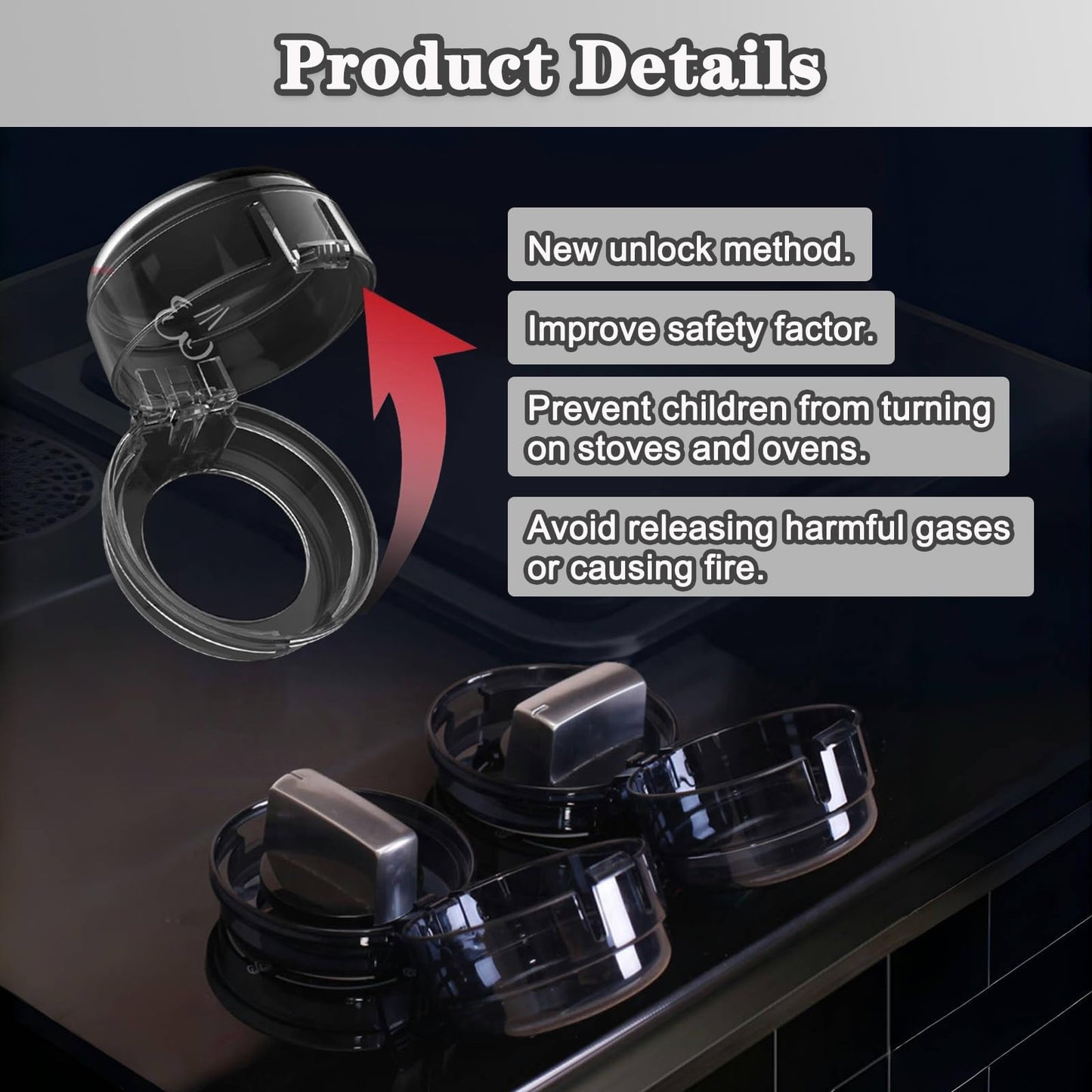 Stove Knob Safety Covers, Gas Stove Knob Locks With Adhesive Universal Size Oven Knob Covers For Child Safety Gas Stove Knob Cov