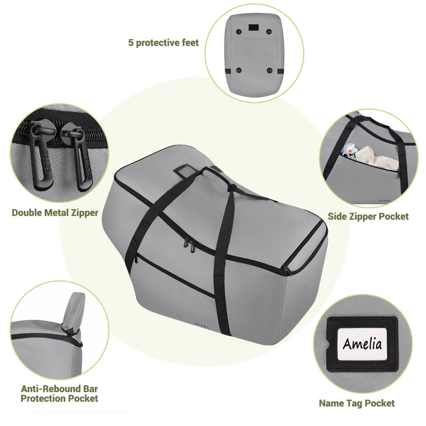 Infant Car Seat Travel Bag - Fits Infant Car Seats With Anti-Rebound Bar Base, Car Seat Airplane Bag For Chicco/Graco/Nuna/Cosco