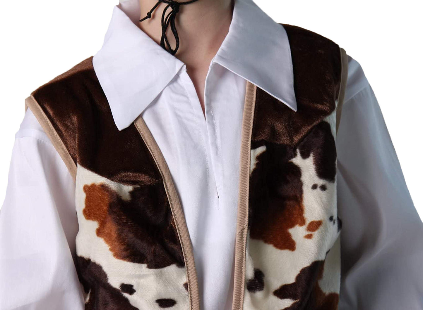 Kids Western Rodeo Cowboy Or Cowgirl Basic Costume Set - Vest, Brown Hat, Bandanna, Size 4/6