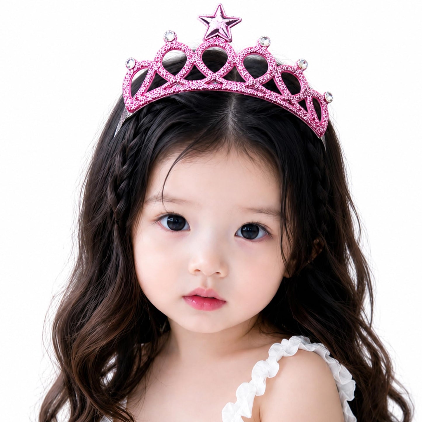Babymoon Baby Girl Rhinestone Crown Headbands Toddler Princess Acrylic Headband Hair Accessories Glittering For Girls | Pink