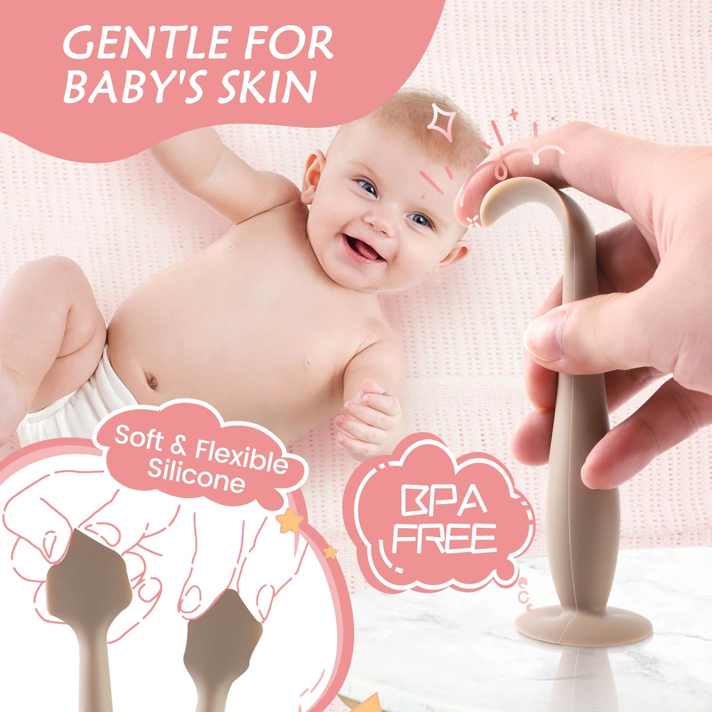 Lotbill Baby Diaper Cream Spatula, 2 Pack Butt Spatula Baby, Silicone Diaper Cream Applicator, Full-Size And Mini Butt Paste Spa
