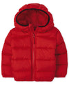 The Children'S Place Baby Boys Toddler Medium Weight Puffer Jacket, Wind, Water-Resistant, Red, 2T