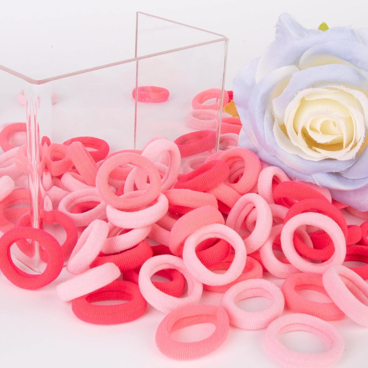 Qarwayoc Pink Kids Hair Ties For Girls - Seamless Toddler Baby Hair Ties Bands No Damage - Cotton Girls Hair Ponytail Holders Fo