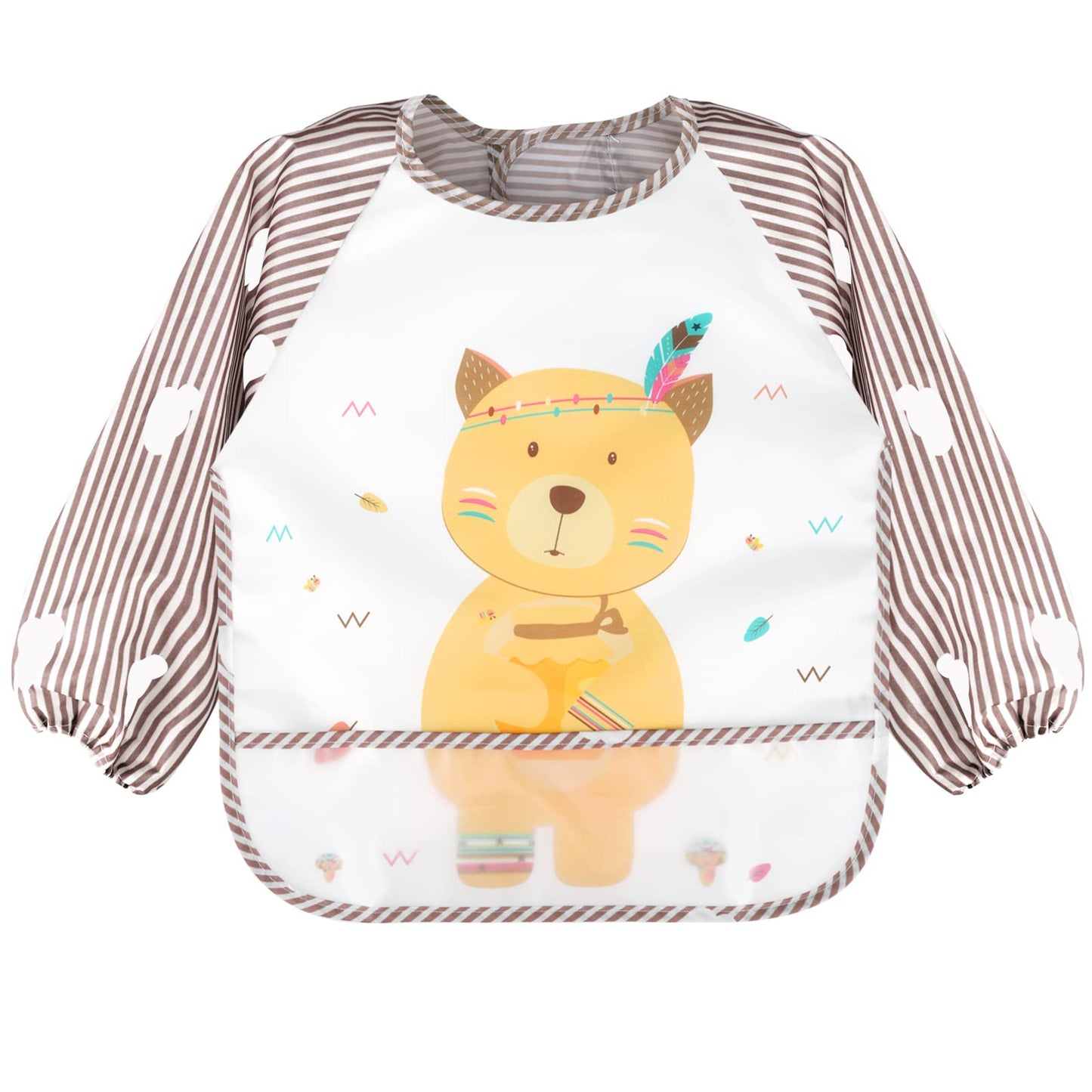 Accmor 4 Pack Long Sleeve Baby Bibs, Waterproof Sleeved Bibs Smock For Toddler Baby Girls Boys Eating Feeding