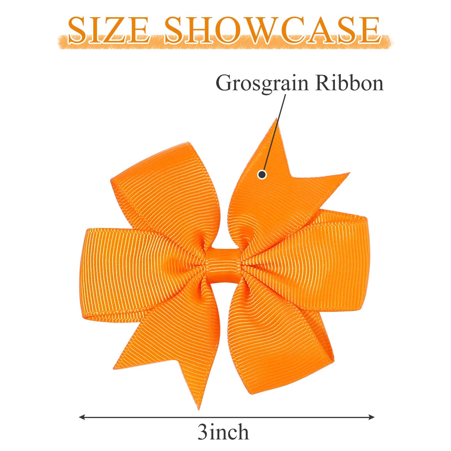Choicbaby 3 Inches Hair Bows For Girls Orange Grosgrain Ribbon Pinwheel Hair Bows Clips Toddler Bows Hair Clips For Birthday Bab