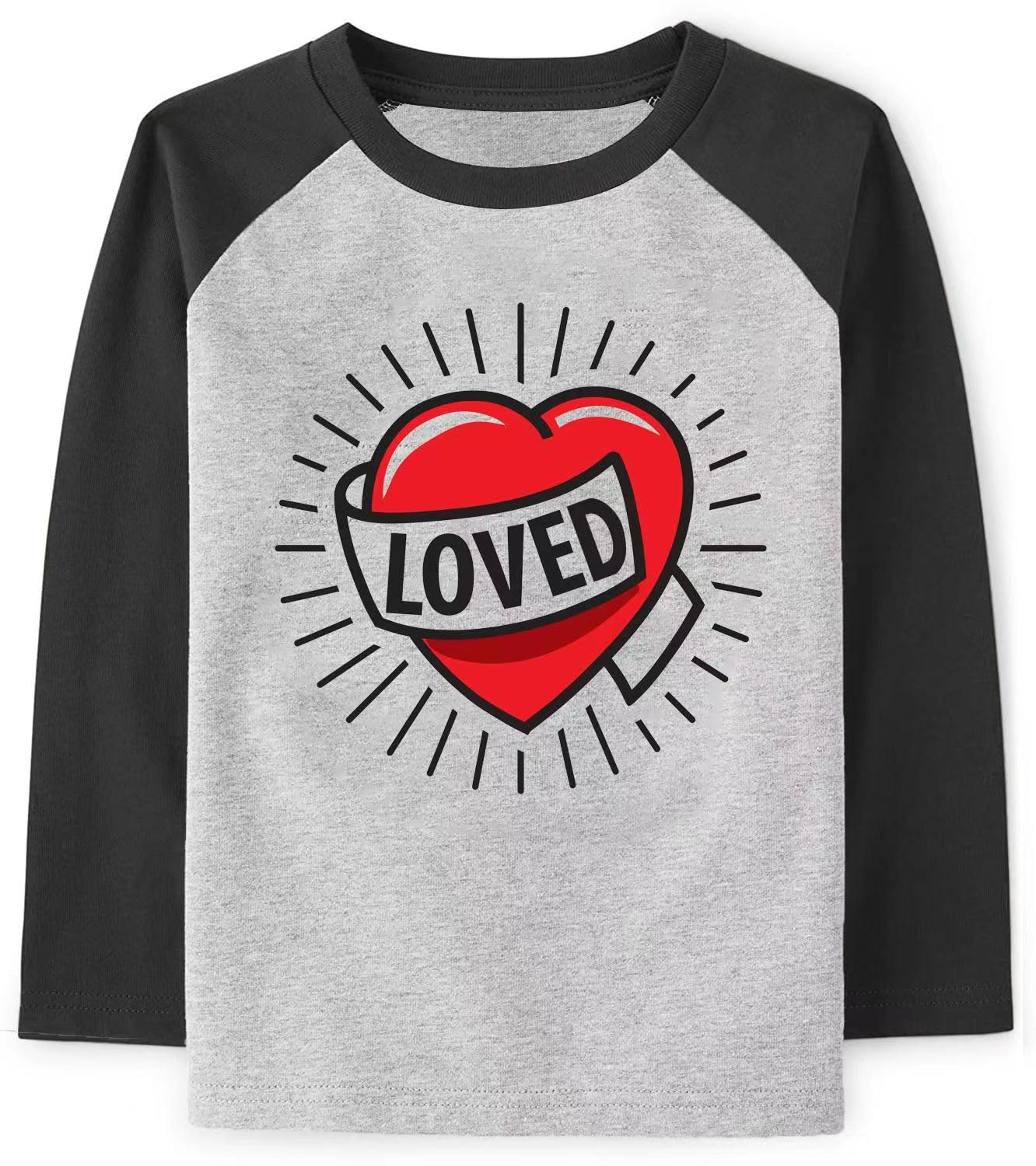 Toddler Boys T-Shirt Valentine'S Day Shirt Heart Tops Kids Long Sleeve Raglan Baby Tees Size 3T 4T