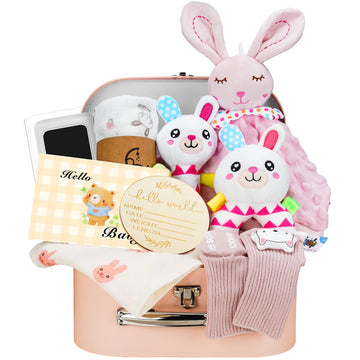 Baby Girl Gifts Newborn Gift Set, 10Pcs Quality & Cute Newborn Baby Essential Stuff New Baby Girl Gift Basket Set, Best Newborn