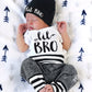 Baby Boy Clothes 3-6 Months Outfits Short Sleeve Cotton Romper + Little Bro Pants + Hat Cute Infant Summer Clothing Set