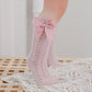 Tibe Pincess Baby Girls Knee High Socks Toddler Bow Mesh Breathable Dress Socks Kids Cotton Tube Uniform Stockings 5-Pack Lace S