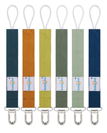 Babygoal Neutral Pacifier Clips, 6 Pack Binky Paci Holder Clips For Baby Boys And Girls Fits For Most Pacifier, Binkie Styles &