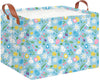 CLOCOR Rectangular Easter Gift Basket Empty,Waterproof Toy Bin with Handles,Books Basket,Room Decor(Rabbits Easter Basket)