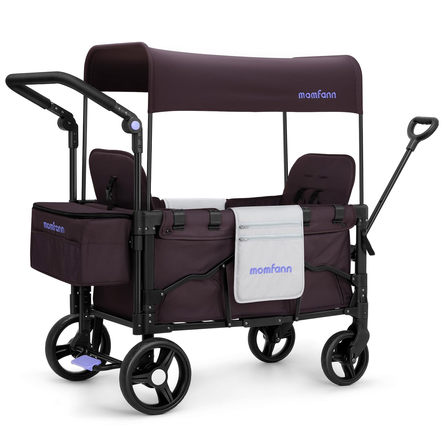 Momfann Stroller Wagon For 2 Kids, Baby Wagon Stroller With Adjustable Handle For Infants And Toddlers Includes Canopy & Organiz