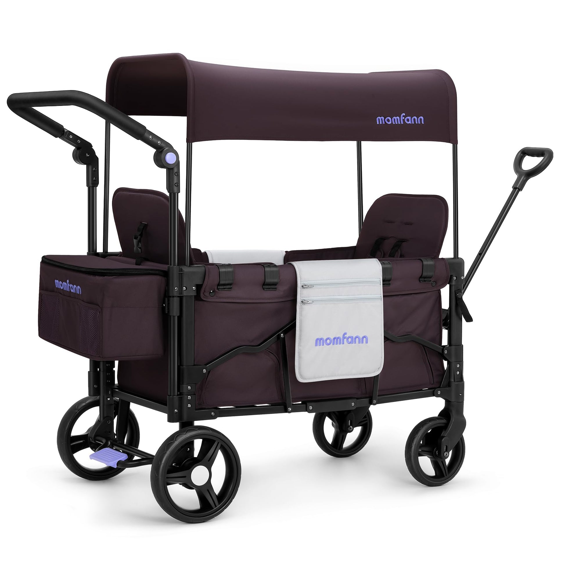 Momfann Stroller Wagon For 2 Kids, Baby Wagon Stroller With Adjustable Handle For Infants And Toddlers Includes Canopy & Organiz