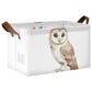 Watercolor Cute Tawny Owl Wild Animal Baby Storage Basket with Labels&Handles Rectangular Waterproof Nursery Storage Bins Collap