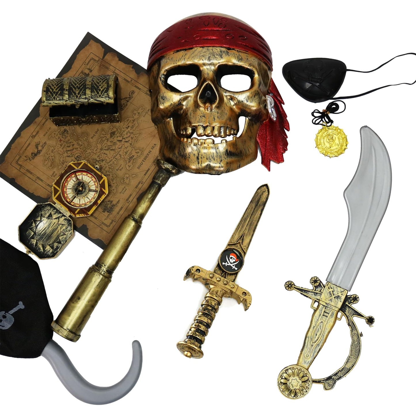 Giftexpress Kids Pirate Costume - 10 Piece Deluxe Halloween Accessories Role Play Set