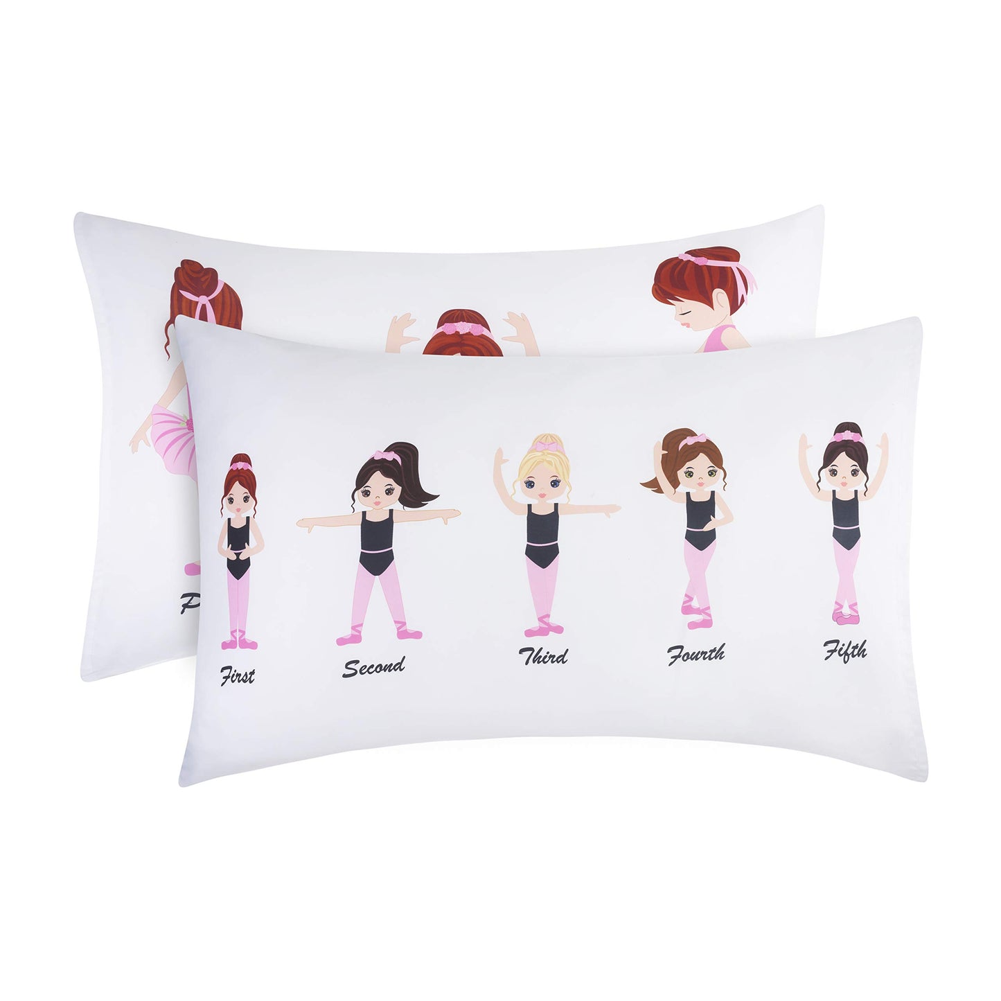Everyday Kids 3-Piece Toddler Fitted Sheet, Flat Sheet And Pillowcase Set - Born To Dance Ballerina - Soft Breathable Microfiber