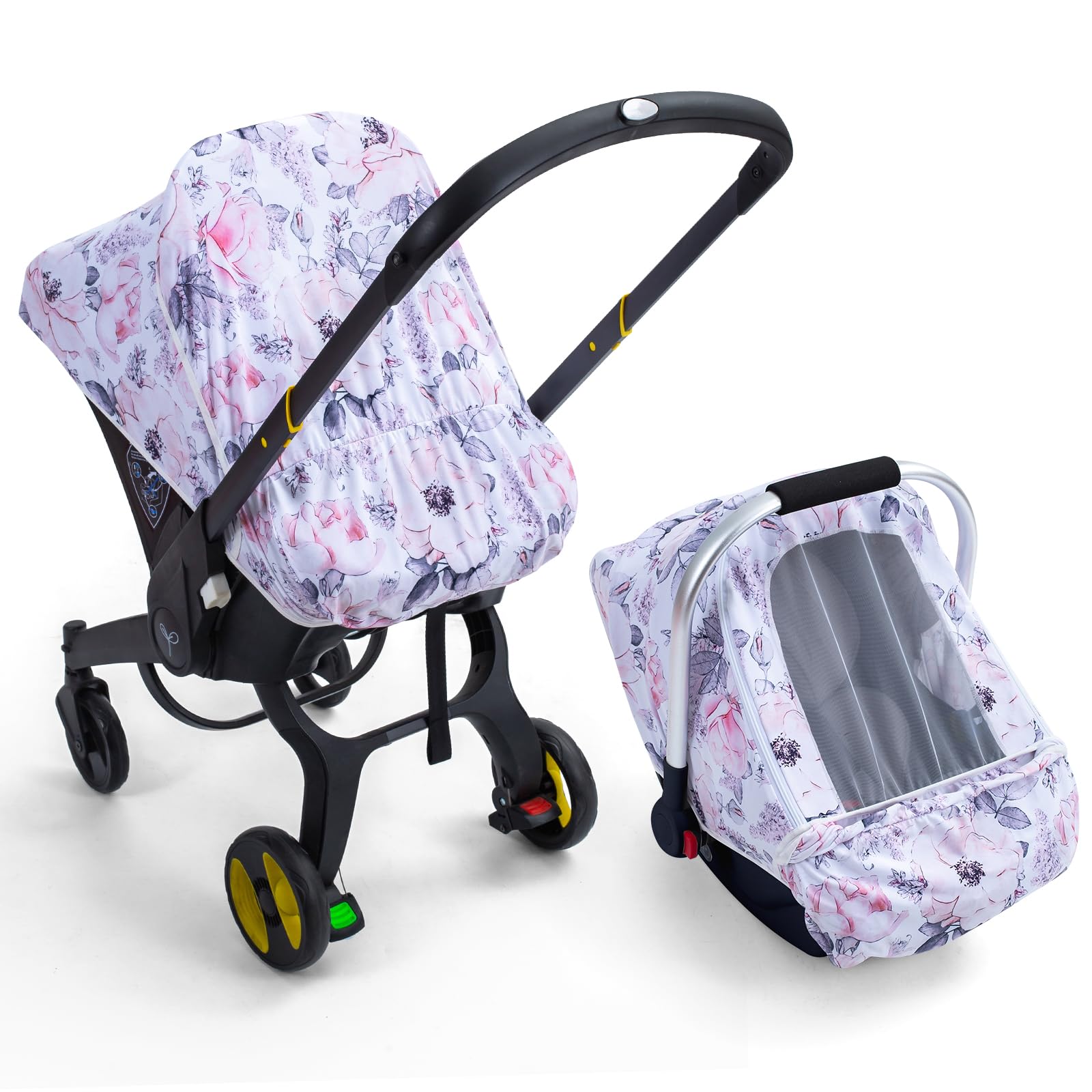 Car Seat Cover Baby, Infant Car Seat Cover With Mesh Window, Stretch Carseat Cover For Girls Boys, Soft Breathable Baby Carrier