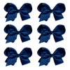 6 Pcs Hair Bows For Girls - 4.5' Alligator Clips With Grosgrain Ribbon, Solid Colors, Toddler Hair Accessories (Navy Blue)