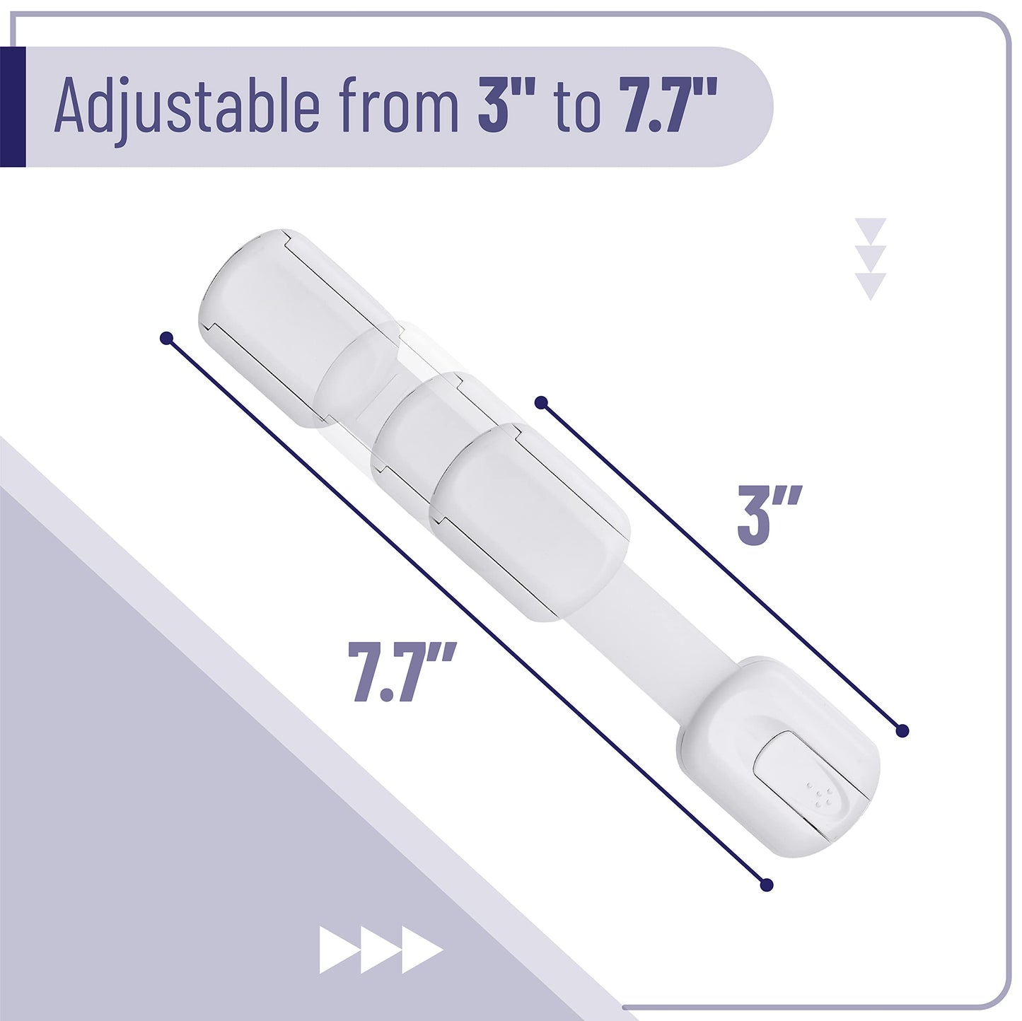 Bates- Child Safety Strap Locks, 12 Pack, White Baby Cabinet Locks, Toilet Locks Baby Proof, Child Proof Drawer Locks, Cabinet B