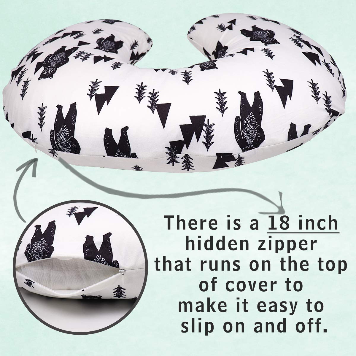 Tanofar Bear Nursing Pillow Cover, Breastfeeding Pillow Slipcover For Baby Boys & Girls, Nursing Pillow Case For Newborn, Soft F