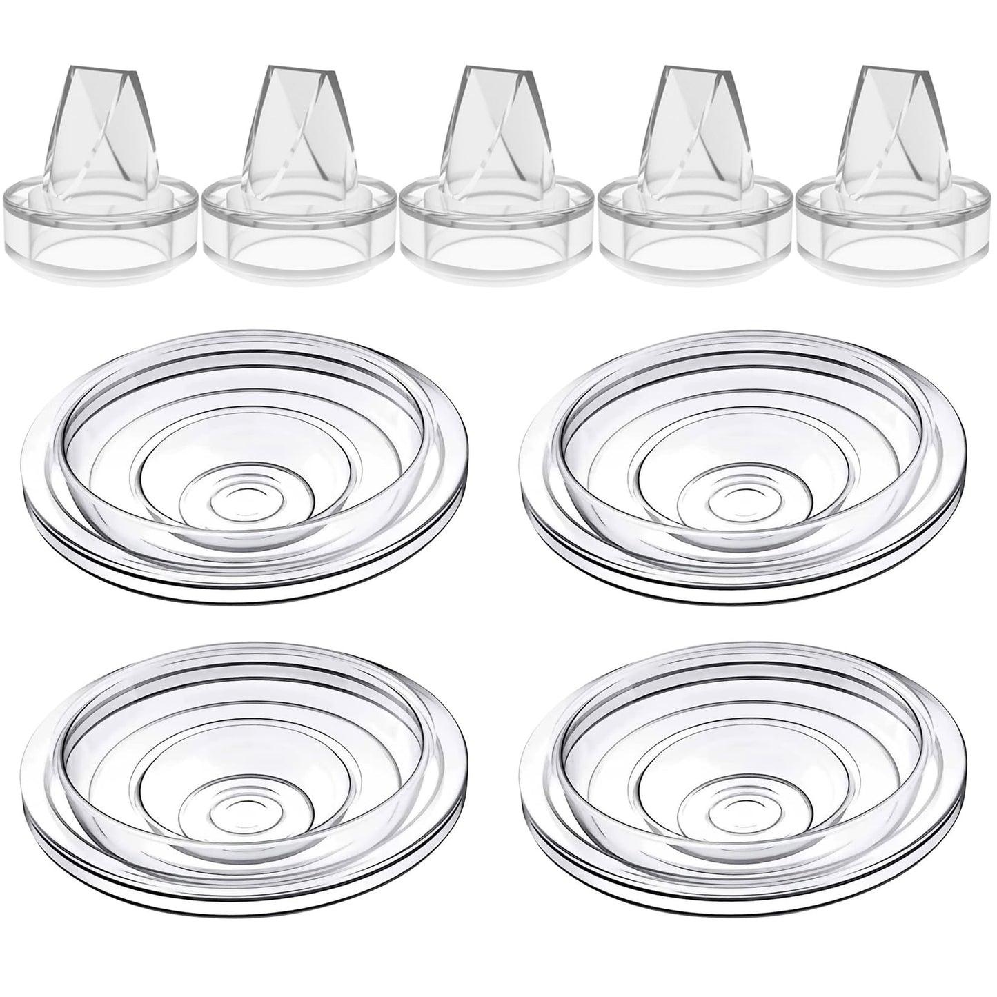 5Pack Silicone Duckbill Valve & 4Pack Silicone Diaphragm Compatible With S9 / S12 / S9Pro / S12Pro Wearable Breastpump, Electric
