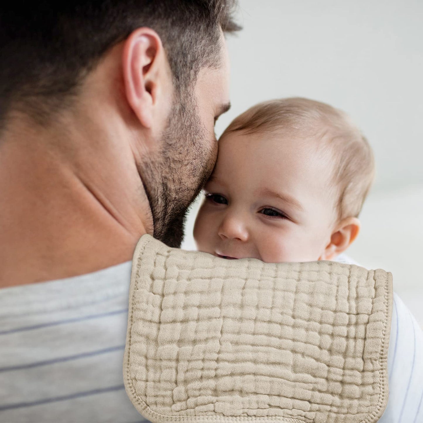 Looxii Muslin Burp Cloths 6 Pack - 20  x 10  - Ultra Soft & Absorbent, 6-Layer 100% Cotton for Spit Up & Drool- Gentle Neutral B