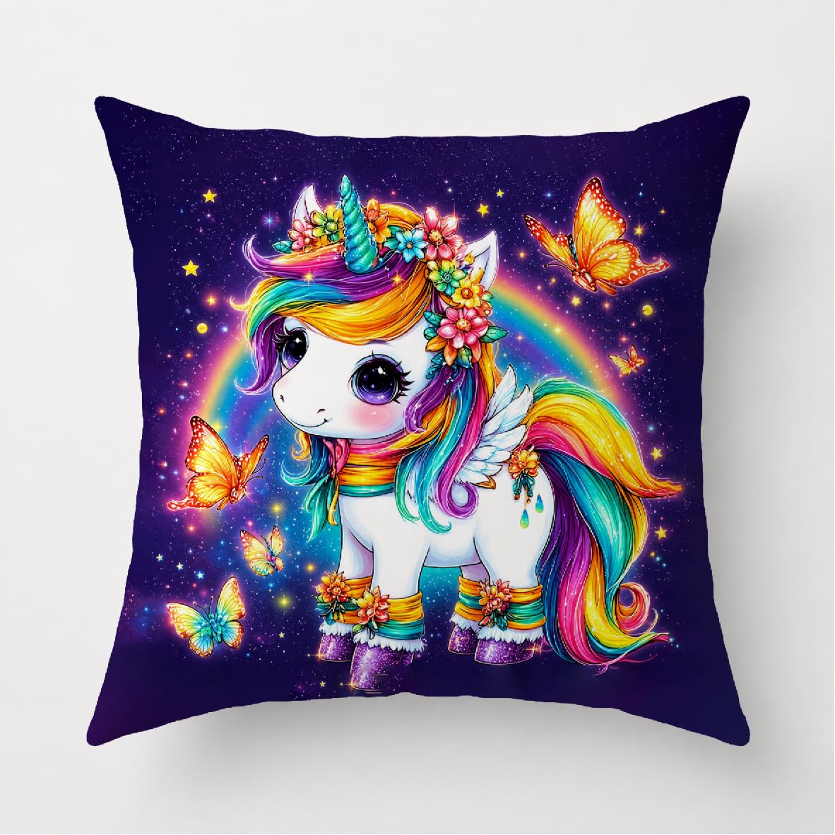 Z4HRS Kids Pillow with Unicorn | Colourful Unicorn Print Pillow | Double Side Aesthetic Pillows Floor Cushion for Kids Bedroom(1