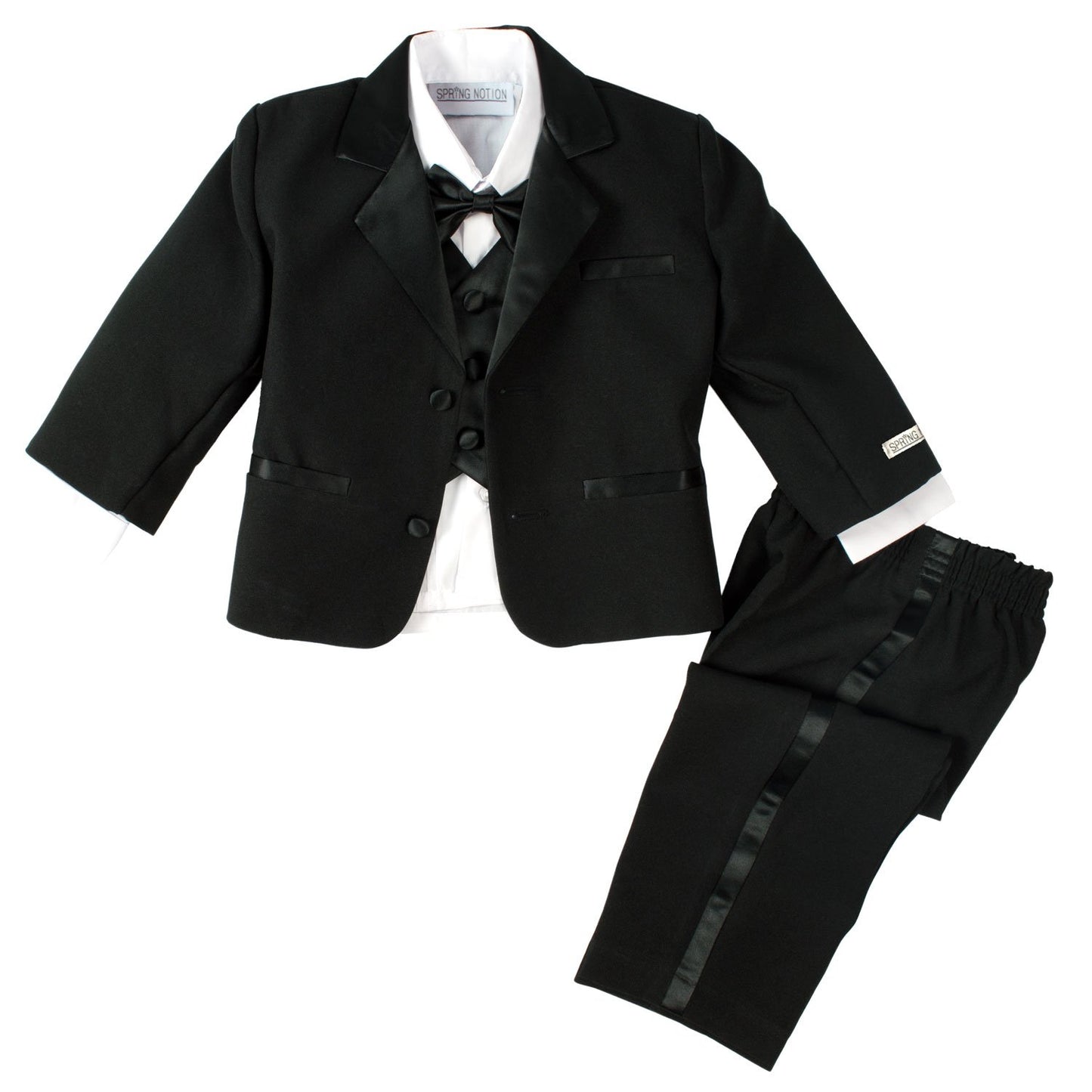Spring Notion Baby Boys' Black Classic Fit Tuxedo Set, No Tail 6M (Small)