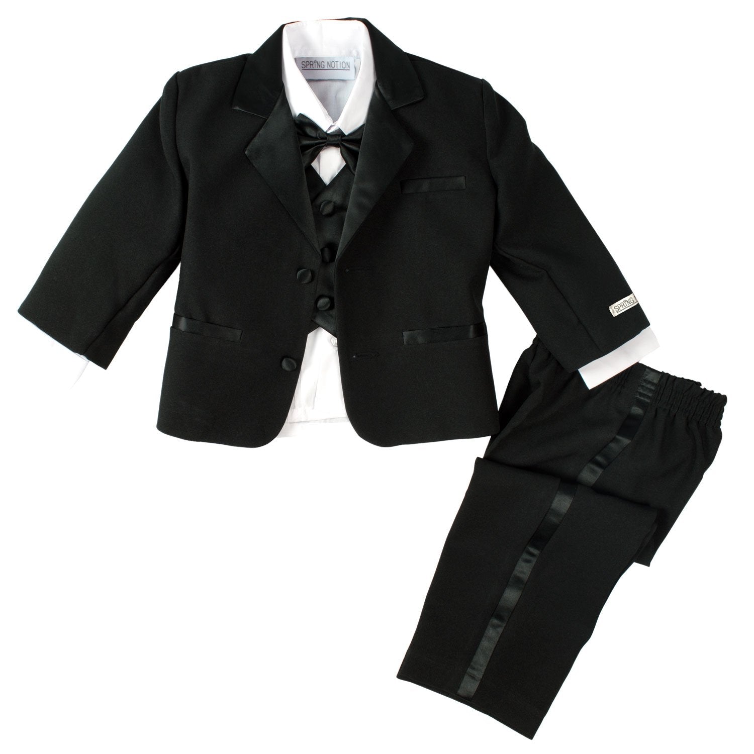 Spring Notion Baby Boys' Black Classic Fit Tuxedo Set, No Tail 6M (Small)