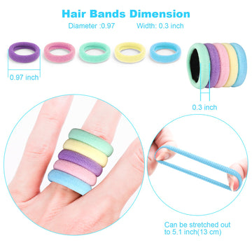 Kids Hair Ties For Toddler Girls, Cotton Baby Hair Bands, Mini Hair Ponytail Holders No Damage, 1 Inch Diameter, 5 Colors