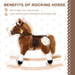 Qaba Kids Rocking Horse Plush Ride On Toy Toddler Rocker for Boys Girls Gifts with Realistic Sounds, Brown