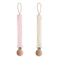 mushie Linen Baby Pacifier Clip Holder | Soft Fabric Strap, 2-Pack (Blush/Cream)