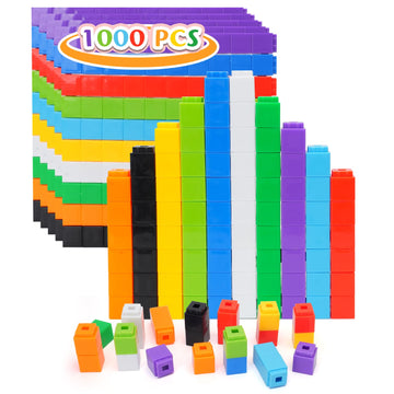 QUYSK 1000 Pcs Math Linking Cubes for Classroom, Kids Counting Blocks for Math STEM Connecting Cubes Math Manipulatives Linking 