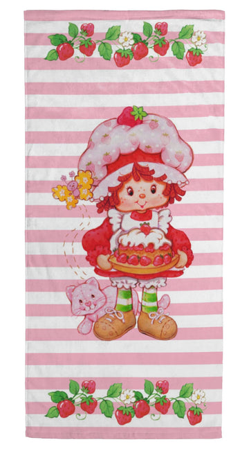 Jay Franco Strawberry Shortcake Bath Pool Beach Towel - Super Soft And Absorbent 100% Cotton Towel, Measures 28 X 58 Inches