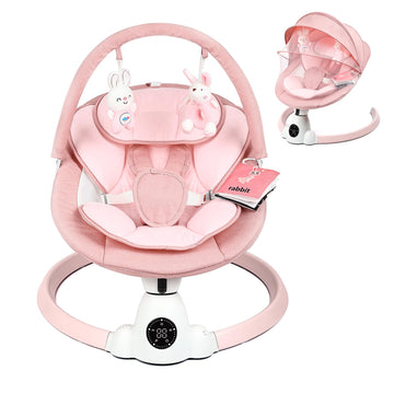 Uuoeebb Baby Swing for Infants, Portable Electric Baby Swings with Bluetooth, 5 Swing Speed, 10 Lullabies, 5-Point Harness, Remo