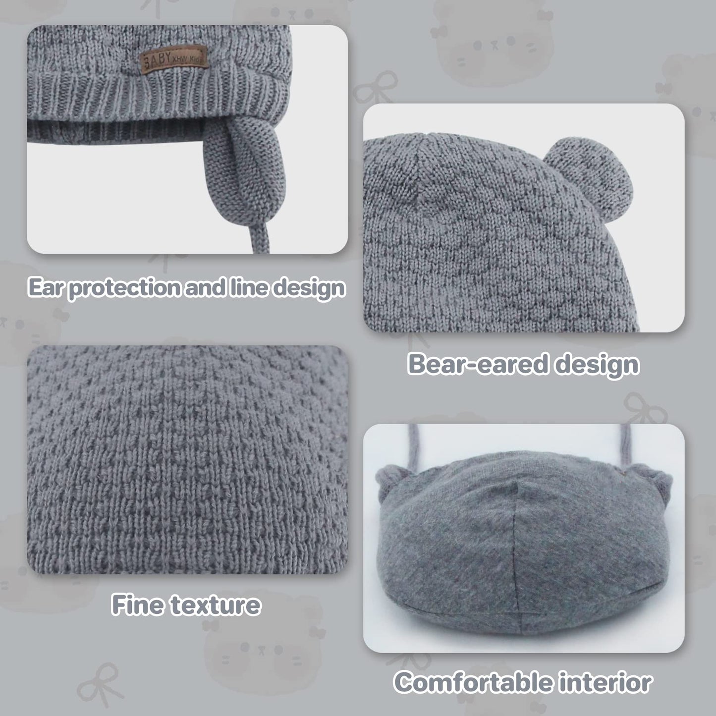 Duoyeree Kids Baby Hat Soft Warm Cable Knit Beanie Toddler Girl Fall Winter Hats(Dark Grey,0-6 Months)