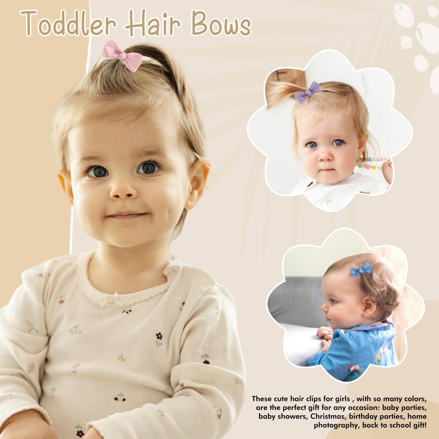 Oaoleer 2Inch Baby Hair Clips, 24 Pieces/12 Pairs Fully Lined Baby Bows Hair Pins For Baby Girls Infants Toddlers 12 Colors In P